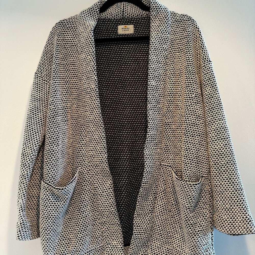 Marine Layer Black and White Knit Cardigan